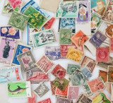INTERESTING JOB LOT VINTAGE WORLD STAMPS. #1