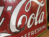 Huge Antique Coca Cola Delicious & Refreshing Heavy Porcelain Sign C.1930 4’X8'