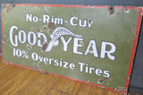 Antique Goodyear No Rim Cut Double sided Heavy Porcelain Sign C.1910