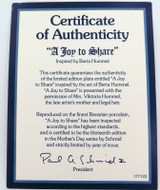 SCHMID GERMANY BERTA HUMMEL L/ED COLLECTORS PLATE + OUTER + COA MOTHERS DAY 1984