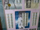 VERY NICE LARGE 1990s BRADMAN STAMP & FDC FRAMED DISPLAY. AUSTRALIAN LEGENDS.