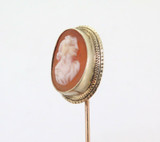 Vintage Carved Portrait Cameo & 10ct Yellow Gold Setting 2.1g