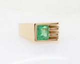 Vintage Gentleman's 1.80ct Natural Emerald 18k Yellow Gold Ring SizeW Val $14900