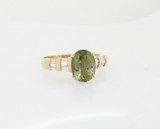 Vintage Green Tourmaline & Diamond Set 18k Yellow Gold Ring Size J1/2 Val $4680