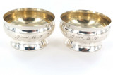 Stunning Tiffany & Co Sterling Silver Footed Guilded Gold Salt Cellars M4410