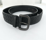 Italian Bottega Veneta Woven Intrecciato Nero Black Leather Belt. Size 100 / 40.