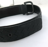 Italian Bottega Veneta Woven Intrecciato Nero Black Leather Belt. Size 100 / 40.