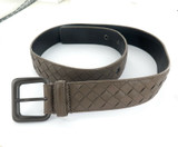 Italian Bottega Veneta Woven Intrecciato Brown Leather Belt. Size 80 / 32