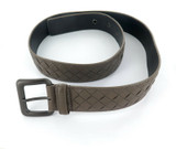 Italian Bottega Veneta Woven Intrecciato Brown Leather Belt. Size 80 / 32