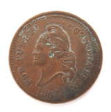 1863 USA CIVIL WAR KNICKERBOCKER CURRENCY TOKEN, ACCOMODATION, STRUCK OFF CENTRE