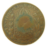 c1820s BRAZIL HEAVILY CENTRE STAMPED 40 REIS COPPER COIN.