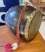Antique Japanese Ceremonial Lacquer Wooden Taiko Drum Meiji period