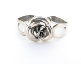 Vintage Sterling Silver Stylised Rose Design Adjustable Bracelet 26.7g