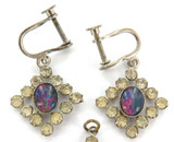 c1930s / 1940s OPAL TRIPLET MATCHING EARRINGS & PENDANT SET. NICE FIRE !!