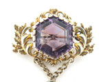 Beautiful Antique .800 Silver & Amethyst Austrian Ornate Brooch 11.9g