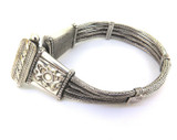 Interesting Silver & Plated Brass Triple Woven Silver Strand COA Bracelet 39.9g