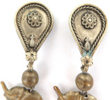 WW2 1940s BOUGHT BACK FROM ASIA / LARGE DROP ELEPHANT CLIP-ON EARRING SET.