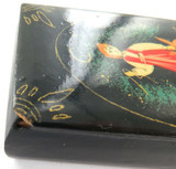 ANTIQUE RUSSIAN ? / SIGNED PAPER MACHE LACQUERED SMALL BOX.