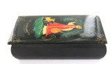 ANTIQUE RUSSIAN ? / SIGNED PAPER MACHE LACQUERED SMALL BOX.