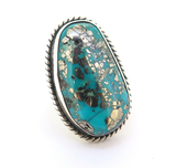 Sterling Silver Persian Turquoise Ring By 'Lucky' Southwestern Artist 23.4g