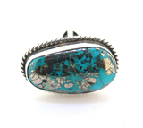 Sterling Silver Persian Turquoise Ring By 'Lucky' Southwestern Artist 23.4g