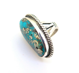 Sterling Silver Persian Turquoise Ring By 'Lucky' Southwestern Artist 23.4g