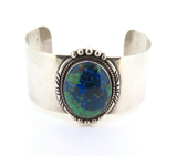 Vintage David Fletcher Garcia Sterling Silver Azurite & Malachite Cuff Bracelet