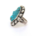 Decorative Vintage Navajo Turquoise & Sterling Silver Ring 28.7g Size Q