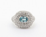 14ct Gold Aquamarine & 2.67ct Diamond Set Ladies Dress Ring Size L.5 Val $7120