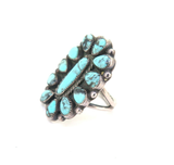 Vintage Navajo Sterling Silver & Turquoise Petit Point J.M Begay Ring Size M