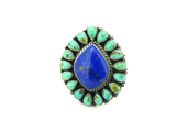 Beautiful Sterling Silver Turquoise & Lapis Navajo Ring Tonya J Rafael 30.5g
