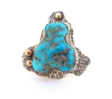 Handmade Sterling Silver & Turquoise Carving Unique Design Ring Size U 17.8g