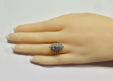 A Ladies 10K Yellow Gold 1.77ct Diamond Marquise Cluster Ring Size J.5 Val $3650