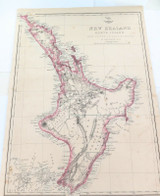 c1860 LARGE “WEEKLY DISPATCH ATLAS” MAP of NEW ZEALAND NORTH ISLAND.