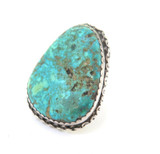 Handmade Sterling Silver & Freeform Turquoise Decorative Ring Size U 27.8g
