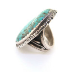 Handmade Sterling Silver & Freeform Turquoise Decorative Ring Size U 27.8g
