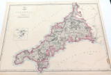 c1860 LARGE “WEEKLY DISPATCH ATLAS” MAP of CORNWALL, UK.