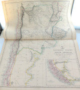 c1860 VERY LARGE “WEEKLY DISPATCH ATLAS” MAP of SOUTHERN SOUTH AMERICA.