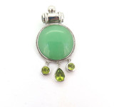 Gorgeous Sterling Silver Neck Collar with Jadeite & Peridot Pendant 33.6g