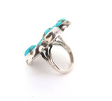Beautiful Bright Natural Turquoise Sun Burst Cluster Ring Size M 13.6g