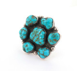 Beautiful Bright Natural Turquoise Sun Burst Cluster Ring Size M 13.6g