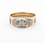 A Gentleman’s 14K Rose Gold Scottish Rite Freemasonry Enamel Ring Size X