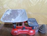 LARGE VINTAGE AJAX MANUFACTURING Co SET SCALES 14LB CAPACITY + VARIOUS WEIGHTS.