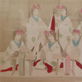 1800s RARE JAPANESE MEIJI PERIOD “SCHOOL of YOKOHAMA” PHOTOGRAPH. TEMPLE DANCERS