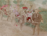 1800s RARE JAPANESE MEIJI PERIOD “SCHOOL of YOKOHAMA” PHOTOGRAPH. RICKSHAWS. #2