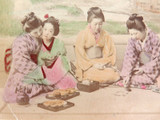 1900s RARE JAPANESE MEIJI PERIOD KARL LEWIS, YOKOHAMA PHOTOGRAPH. PLAYING a GAME