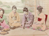 1900s RARE JAPANESE MEIJI PERIOD KARL LEWIS, YOKOHAMA PHOTOGRAPH. PLAYING a GAME