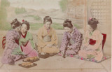 1900s RARE JAPANESE MEIJI PERIOD KARL LEWIS, YOKOHAMA PHOTOGRAPH. PLAYING a GAME