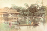 1900s RARE JAPANESE MEIJI PERIOD KARL LEWIS, YOKOHAMA PHOTOGRAPH PUNT ON A LAKE