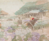 1900s RARE JAPANESE MEIJI PERIOD KARL LEWIS, YOKOHAMA PHOTOGRAPH. GARDEN RIDE.